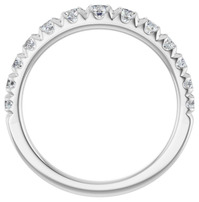 14K White Gold Round 3 Mm Polished 3/4 Ctw Lab-Grown Diamond Anniversary Band Size 7