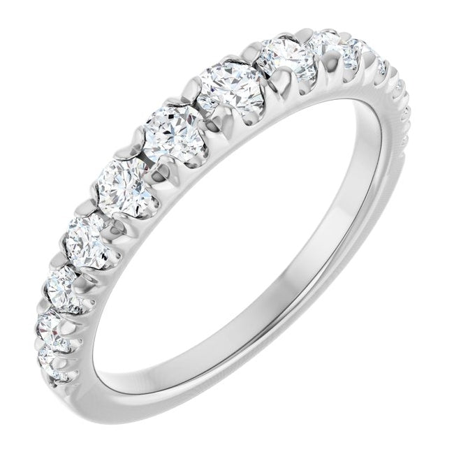 14K White Gold Round 3 Mm Polished 3/4 Ctw Lab-Grown Diamond Anniversary Band Size 7