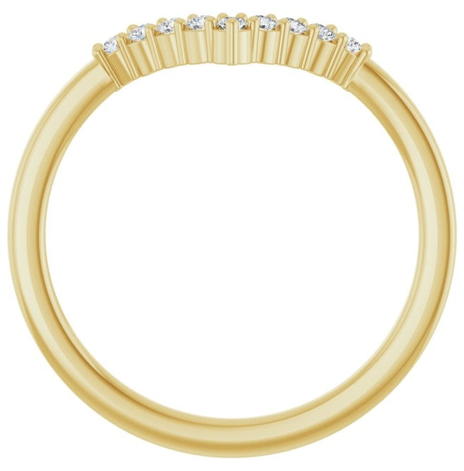 14K Yellow Or White Gold Round 1.5 Mm Polished 1/8 Ctw Lab-Grown Diamond Contour Band Size 7