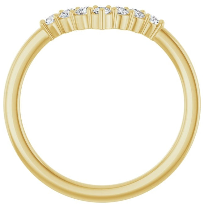 14K Yellow Gold Round 2 Mm Polished 1/5 Ctw Natural Diamond Contour Band Size 7