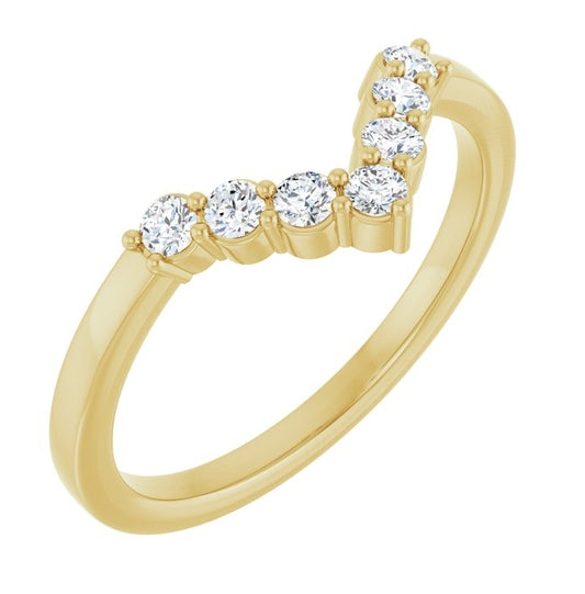 14K Yellow Gold Round 2 Mm Polished 1/6 Ctw Lab-Grown Diamond Contour Band Size 7