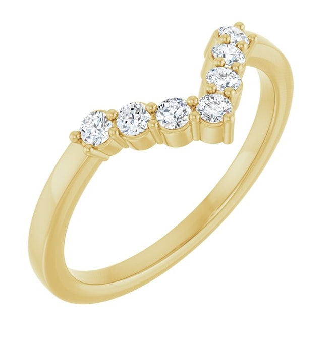 14K Yellow Gold Round 2 Mm Polished 1/6 Ctw Lab-Grown Diamond Contour Band Size 7