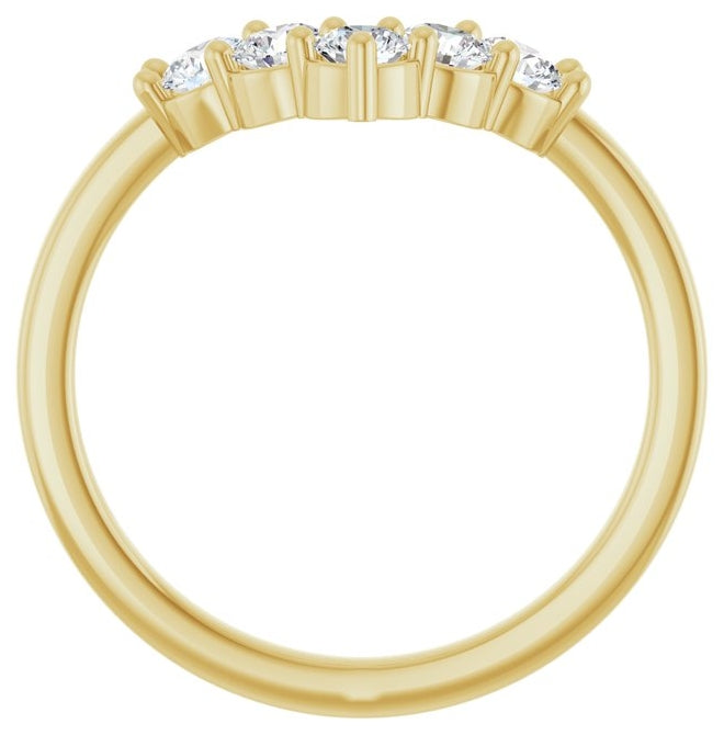 14K Yellow Or White Gold Round 3 Mm Polished 1/2 Ctw Lab-Grown Diamond Contour Band Size 7