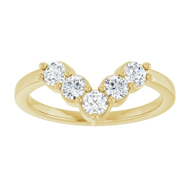 14K Yellow Or White Gold Round 3 Mm Polished 1/2 Ctw Lab-Grown Diamond Contour Band Size 7