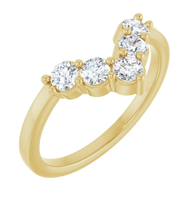 14K Yellow Or White Gold Round 3 Mm Polished 1/2 Ctw Lab-Grown Diamond Contour Band Size 7