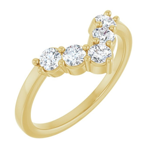 14K Yellow Or White Gold Round 3 Mm Polished 1/2 Ctw Lab-Grown Diamond Contour Band Size 7