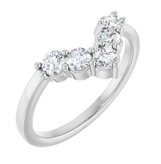 14K Yellow Or White Gold Round 3 Mm Polished 1/2 Ctw Lab-Grown Diamond Contour Band Size 7