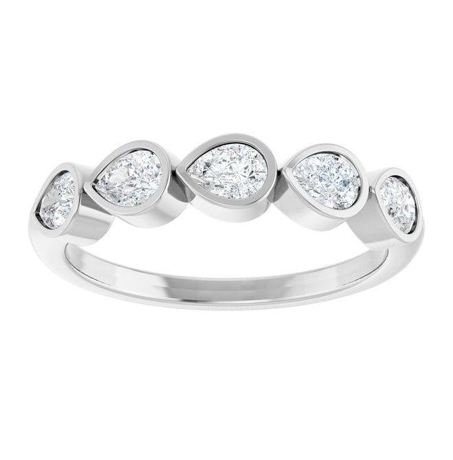 14K Yellow Or White Gold Pear 4 X 3 Mm Polished 3/4 Ctw Lab-Grown Diamond Anniversary Band