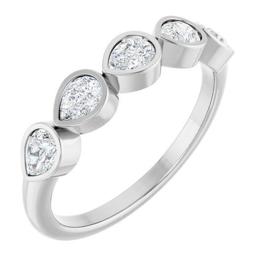 14K Yellow Or White Gold Pear 4 X 3 Mm Polished 3/4 Ctw Lab-Grown Diamond Anniversary Band