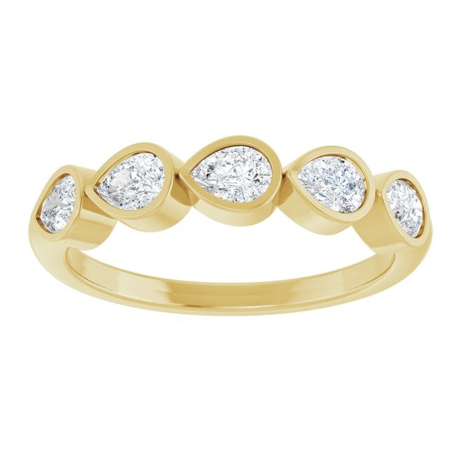 14K Yellow Or White Gold Pear 4 X 3 Mm Polished 3/4 Ctw Lab-Grown Diamond Anniversary Band
