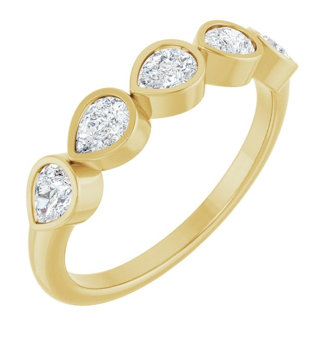 14K Yellow Or White Gold Pear 4 X 3 Mm Polished 3/4 Ctw Lab-Grown Diamond Anniversary Band