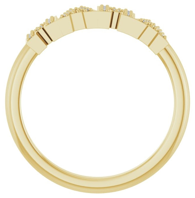 14K Yellow Gold Round .8 Mm Polished .06 Ctw Natural Diamond Mama Ring Size 7