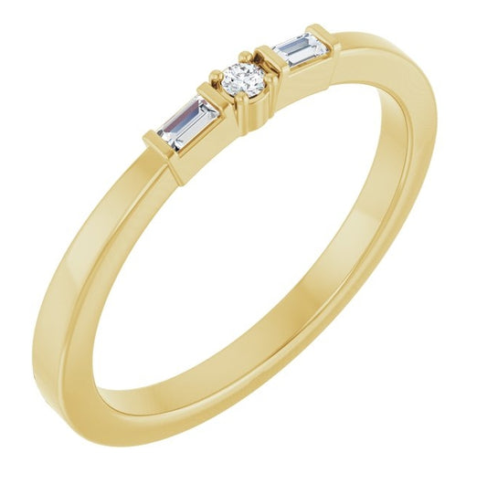 14K Yellow Gold Round 1.7 Mm Polished .07 Ctw Lab-Grown Diamond Stackable Ring Size 7