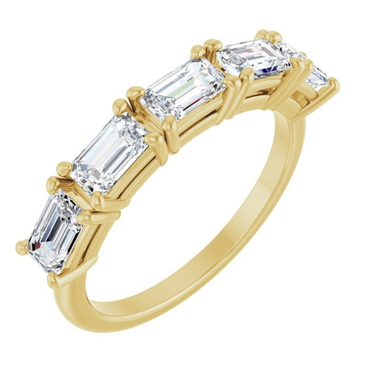 14K Yellow Or White Gold Emerald 5 X 3 Mm Polished 1 3/4 Ctw Lab-Grown Diamond Anniversary Band