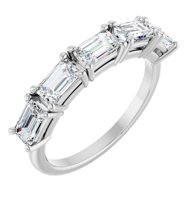 14K Yellow Or White Gold Emerald 5 X 3 Mm Polished 1 3/4 Ctw Lab-Grown Diamond Anniversary Band
