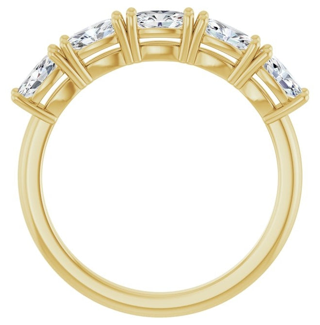 14K Yellow Gold Oval 5 X 3 Mm Polished 9/10 Ctw Lab-Grown Diamond Anniversary Band Size 7