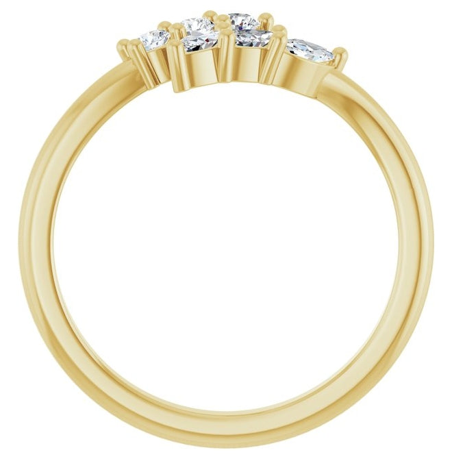 14K Yellow Gold Marquise 4 X 2 Mm Polished 1/3 Ctw Natural Diamond Multi-Shape Bypass Ring Size 7
