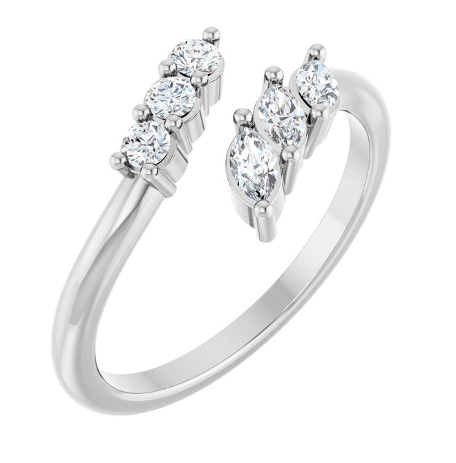 14K Yellow Or White Gold Marquise 4 X 2 Mm Polished 1/3 Ctw Lab-Grown Diamond Multi-Shape Bypass Ring