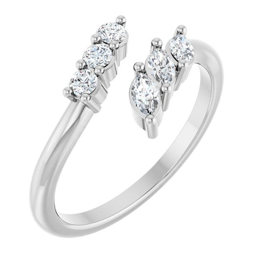 14K Yellow Or White Gold Marquise 4 X 2 Mm Polished 1/3 Ctw Lab-Grown Diamond Multi-Shape Bypass Ring