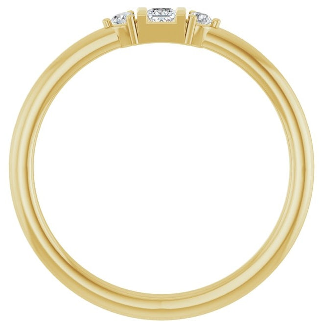 14K Yellow Gold Square 2 X 2 Mm Polished .08 Ctw Natural Diamond Stackable Ring Size 7