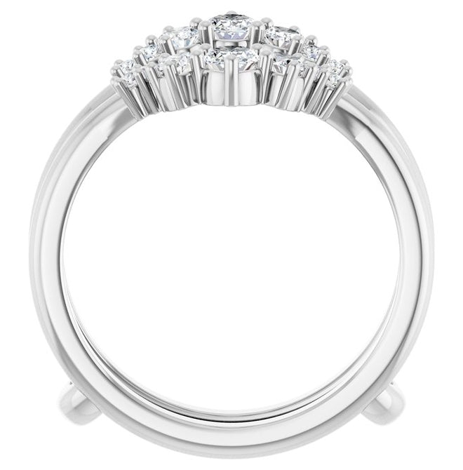 14K Yellow Or White Gold Oval 4 X 3 Mm Polished 5/8 Ctw Lab-Grown Diamond Ring Guard