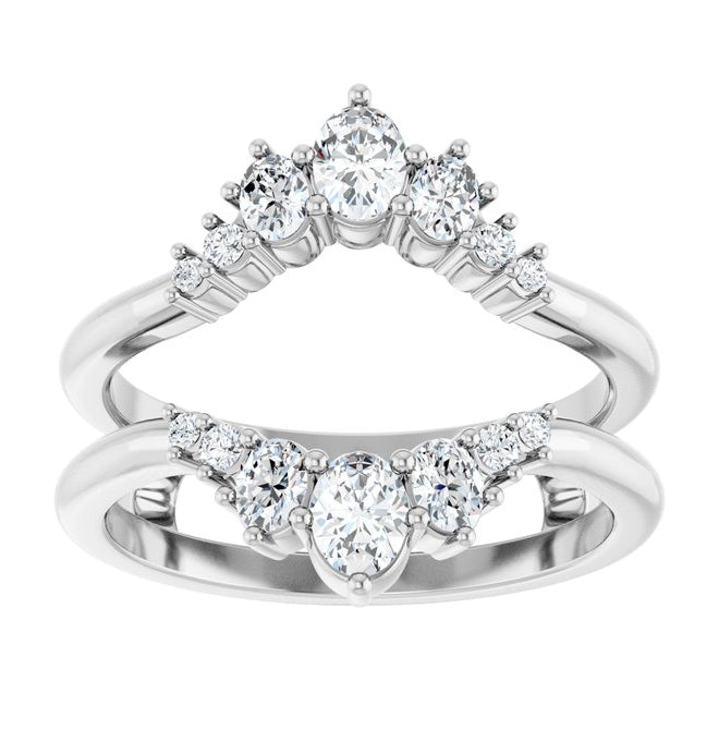 14K Yellow Or White Gold Oval 4 X 3 Mm Polished 5/8 Ctw Lab-Grown Diamond Ring Guard