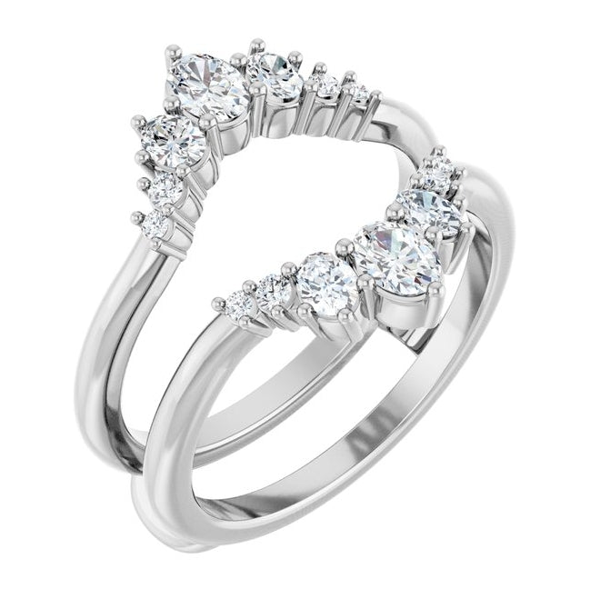 14K Yellow Or White Gold Oval 4 X 3 Mm Polished 5/8 Ctw Lab-Grown Diamond Ring Guard