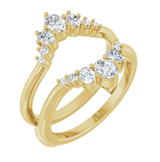 14K Yellow Or White Gold Oval 4 X 3 Mm Polished 5/8 Ctw Lab-Grown Diamond Ring Guard