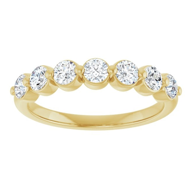 14K Yellow Gold Round 3 Mm Polished 5/8 Natural Diamond Anniversary Band Size 7