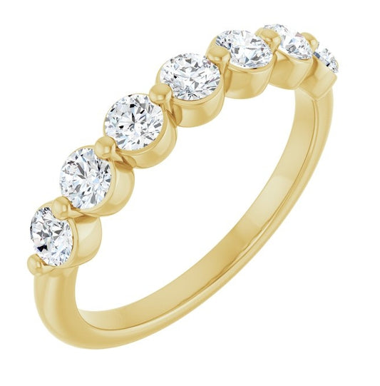 14K Yellow Gold Round 3 Mm Polished 5/8 Natural Diamond Anniversary Band Size 7