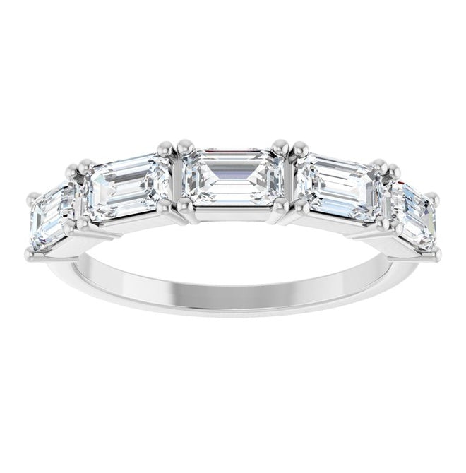 14K Yellow Or White Gold Emerald 5 X 3 Mm Polished 1 3/4 Ctw Lab-Grown Diamond Anniversary Band
