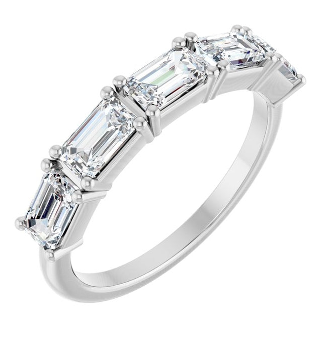 14K Yellow Or White Gold Emerald 5 X 3 Mm Polished 1 3/4 Ctw Lab-Grown Diamond Anniversary Band