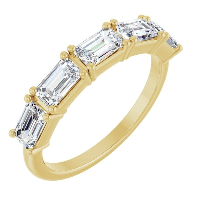 14K Yellow Or White Gold Emerald 5 X 3 Mm Polished 1 3/4 Ctw Lab-Grown Diamond Anniversary Band