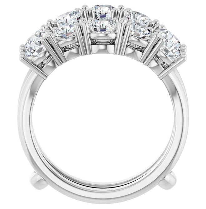 14K White Gold Round 4.1 Mm Polished 2 1/2 Ctw Lab-Grown Diamond Ring Guard Size 7