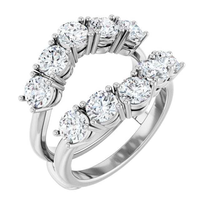 14K White Gold Round 4.1 Mm Polished 2 1/2 Ctw Lab-Grown Diamond Ring Guard Size 7