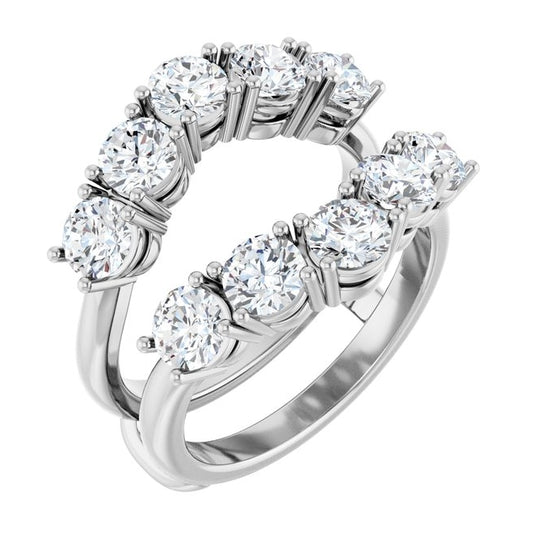 14K White Gold Round 4.1 Mm Polished 2 1/2 Ctw Lab-Grown Diamond Ring Guard Size 7