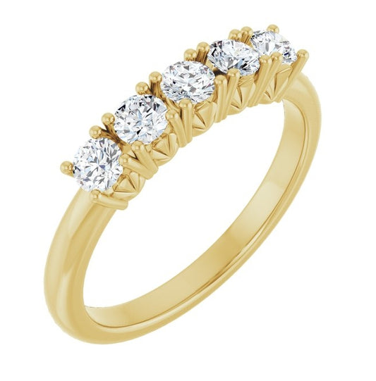 14K Yellow Or White Gold Round 3 Mm Polished 1/2 Ctw Lab-Grown Diamond Anniversary Band