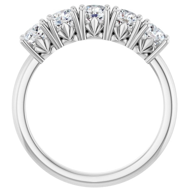 Platinum Round 4 Mm Polished 1 1/5 Ctw Lab-Grown Diamond Anniversary Band Size 7