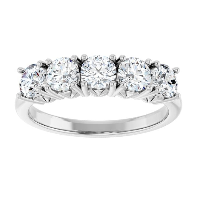 Platinum Round 4 Mm Polished 1 1/5 Ctw Lab-Grown Diamond Anniversary Band Size 7