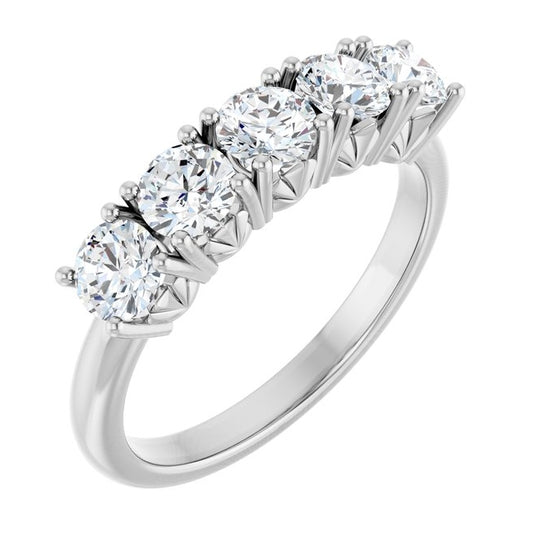 Platinum Round 4 Mm Polished 1 1/5 Ctw Lab-Grown Diamond Anniversary Band Size 7