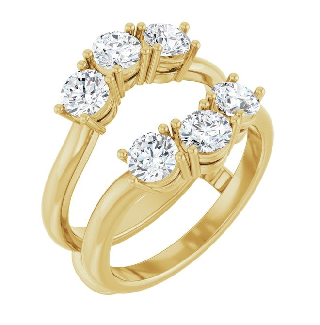 14K Yellow Or White Gold Round 4.1 Mm Polished 1 1/2 Ctw Lab-Grown Diamond Ring Guard
