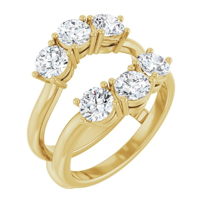 14K Yellow Or White Gold Round 4.4 Mm Polished 2 Ctw Lab-Grown Diamond Ring Guard