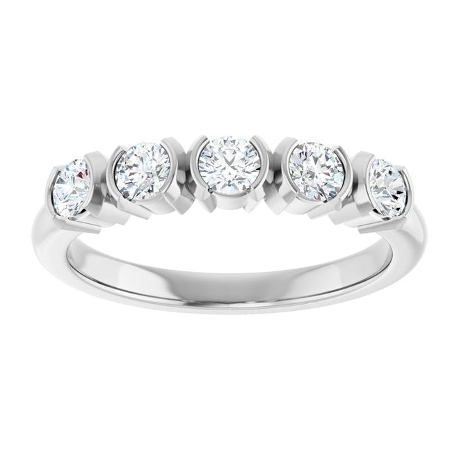 14K Yellow Or White Gold Round 3 Mm Polished 1/2 Ctw Lab-Grown Diamond Anniversary Band