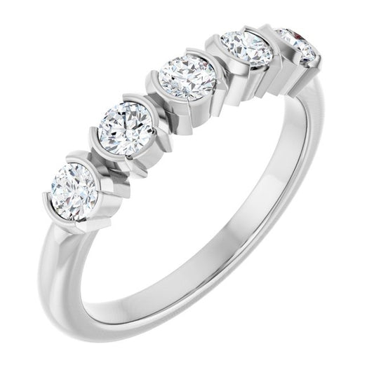 14K Yellow Or White Gold Round 3 Mm Polished 1/2 Ctw Lab-Grown Diamond Anniversary Band