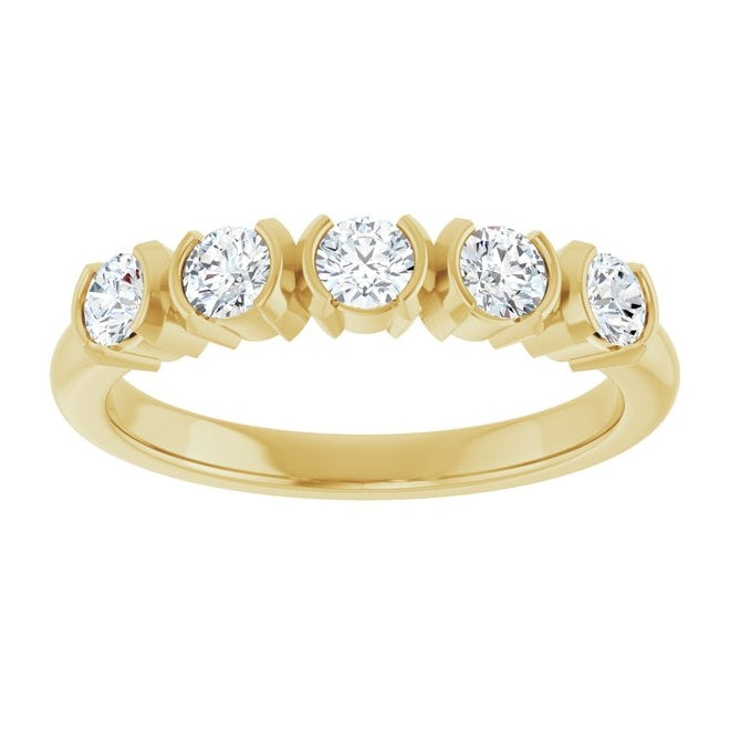 14K Yellow Or White Gold Round 3 Mm Polished 1/2 Ctw Lab-Grown Diamond Anniversary Band