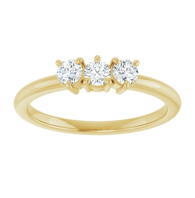 14K Yellow Or White Gold Round 3 Mm Polished 1/4 Ctw Lab-Grown Diamond Three-Stone Stackable Ring