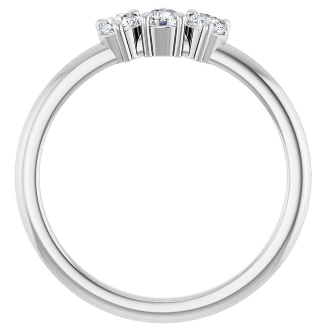 14K Yellow Or White Gold Round 3 Mm Polished 1/4 Ctw Lab-Grown Diamond Three-Stone Stackable Ring