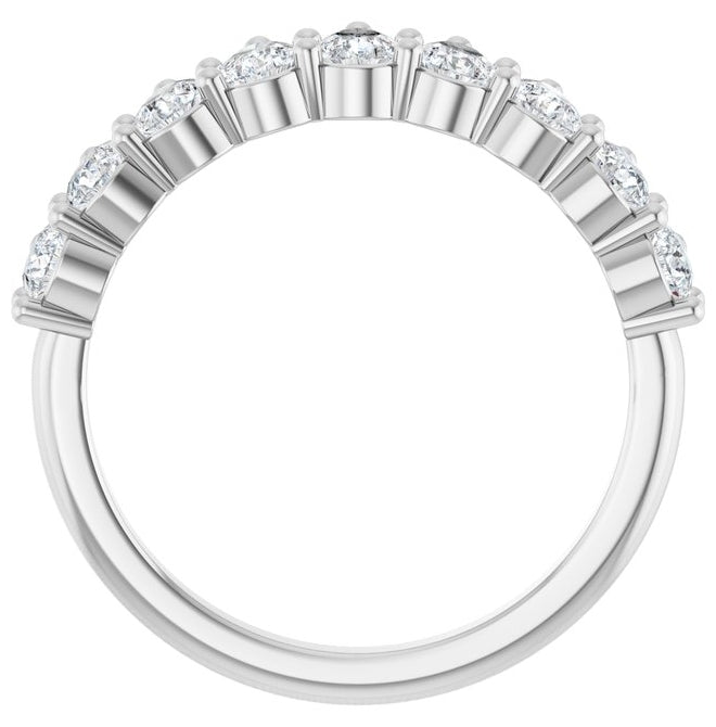 14K White Gold Pear 4 X 3 Mm Polished 1 1/4 Ctw Lab-Grown Diamond Anniversary Band Size 7