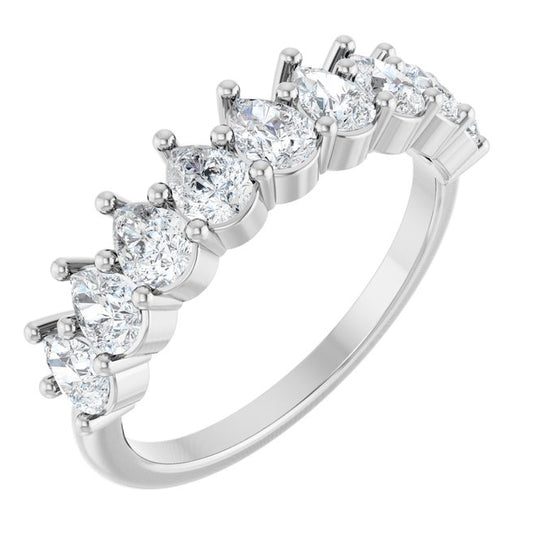 14K White Gold Pear 4 X 3 Mm Polished 1 1/4 Ctw Lab-Grown Diamond Anniversary Band Size 7