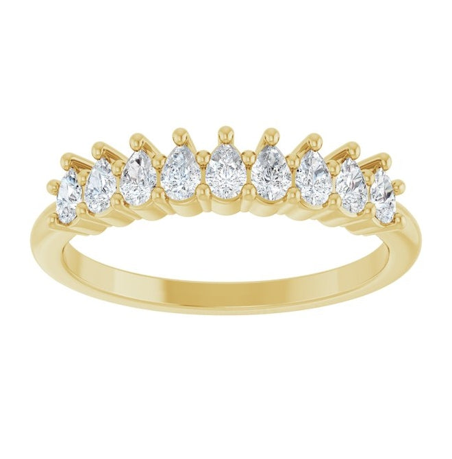 14K Yellow Or White Gold Pear 3 X 2 Mm Polished 3/4 Ctw Lab-Grown Diamond Anniversary Band